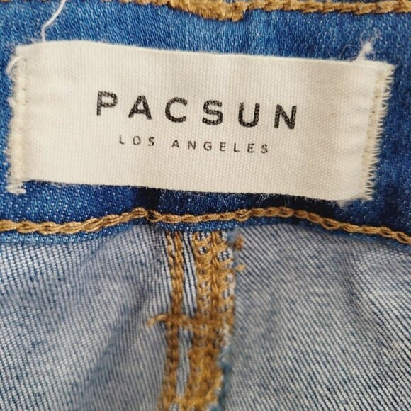 Pacsun Jean Shorts Sz 25 Distressed Cuffed Medium Wash Stretchy Casual Denim - Picture 5 of 8